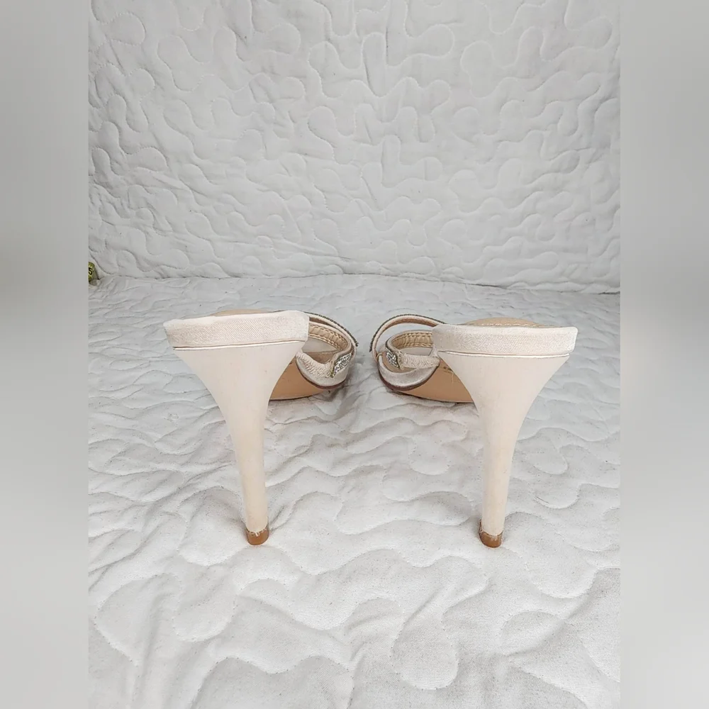 Ralphy Ivory Satin Rhinestone High Heel Sandals - Picture 5 of 8